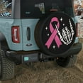 thumbnail image 2 of Pink Ribbon Skull Awareness Waterproof Fabric Spare Tire Cover, Breast Cancer Tire Decor For Suv Rv Camper Trailer Truck 14 15 16 17 18In. Gifts In Breast Cancer Awareness Month, 2 of 5