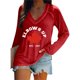 thumbnail image 1 of MHFRRA Camiseta de Manga Larga con Cuello En V y Estampado de La Bandera de Canadá para Mujer Rojo, 1 of 3