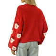 thumbnail image 2 of Innerwin Chandail à Manches Longues pour Femmes, Col Rond Chic, Tricoté, Rouge TG, 2 of 3