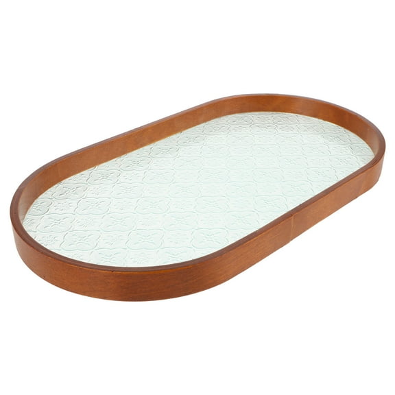 ELAYARD Back to School Dry Fruits Tray Glass Fruit Serving Tray Wood 1Set