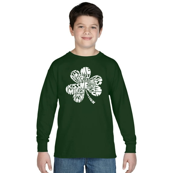 LA Pop Art Boy's Word Art Long Sleeve - KISS ME I'M IRISH