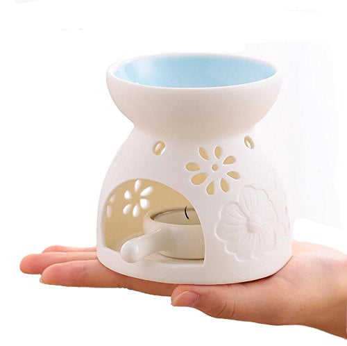 Balcony Spa Yoga Meditation Singeek Ceramic Tea Light Candle Holder//Wax Melt Warmer Essential Oil Burner Aromatherapy Diffuser for Living Room Blue