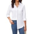 thumbnail image 7 of Siliteelon Women's Slub Cotton Button Down Blouses Business Work Office Shirts Long Sleeve Collared Wrinkle Free Tops, 7 of 7