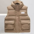 thumbnail image 2 of Fesfesfes Kids Sleeveless Tops Puffer Coat Winter Warm Thick Quilted Jacket for Boys Girls Childrens Down Lapel Sleeveless Coat Cold Weather Apparel(Khaki#1,9 Years), 2 of 5