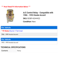 thumbnail image 2 of A/C Control Relay - Compatible with 1986 - 1993 Honda Accord 1987 1988 1989 1990 1991 1992, 2 of 2