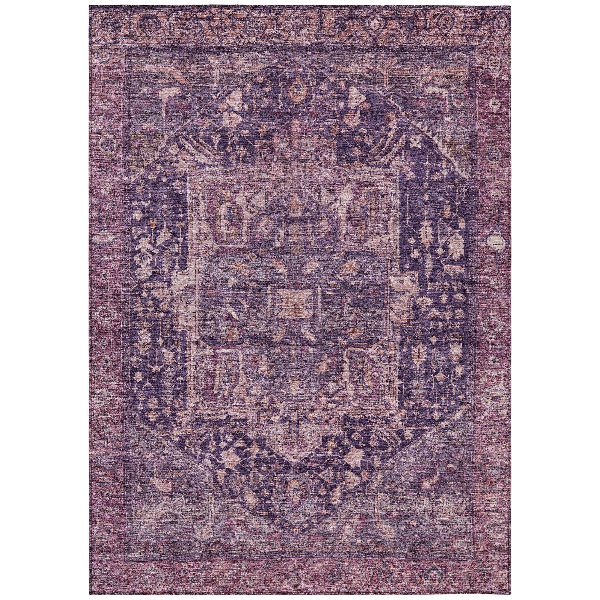Addison Rugs Chantille Indoor/Outdoor Transitional Geometric, Abstract Eggplant Washable Rectangle Rug, 8' x 10'