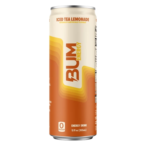 Bum Energy Iced Lemonade Tea Energy Drink, 112 mg Natural Caffeine, 12 fl oz Can