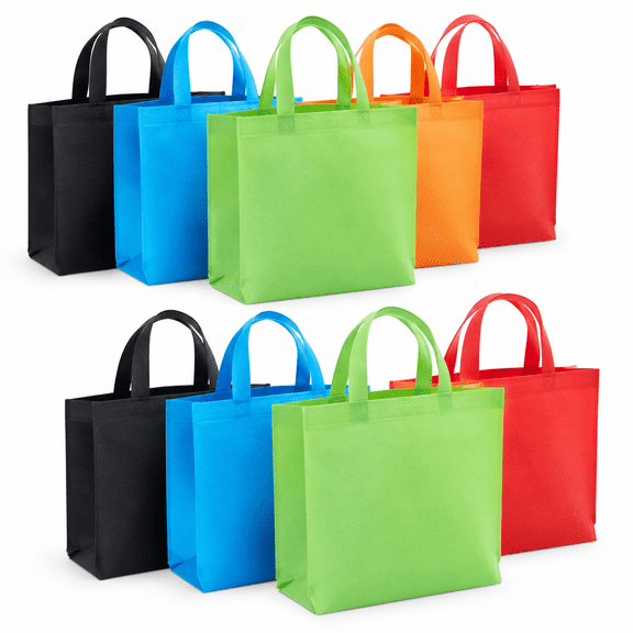 ELORIAH 10 Pack Reusable Tote Bags with Handles for Shopping,Bulk Cloth Bags for Groceries(15X12.5 In,5 Assorted Colors)Bulk Tote Bags
