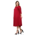thumbnail image 4 of Pastel by Vivienne Women's Swing Three-Quarter Sleeve Midi Dress Plus Size Casual Formal Red XX-Large, 4 of 5