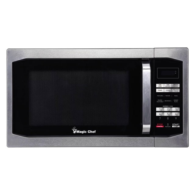 Horno microondas para encimera Magic Chef, pequeño y compacto, 1100 vatios, 1,6 pies cúbicos, acero