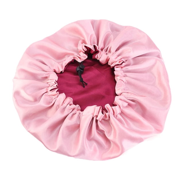 Gorro de pelo reversible Colcomx de doble capa ajustable para dormir Vino rojo Bonnett Satin Sleep Gorra