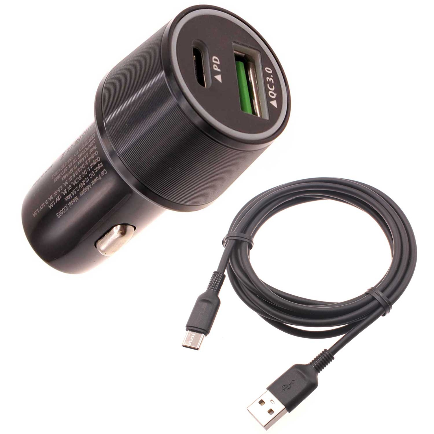 36W Quick Car Charger for Moto G Stylus 5G (2022) Phone 2Port USB