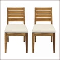 thumbnail image 5 of Outdoor Dining Chairs with Cushions (Set of 2) – Natural Acacia, Beige | Slat Back | Natural, 5 of 14