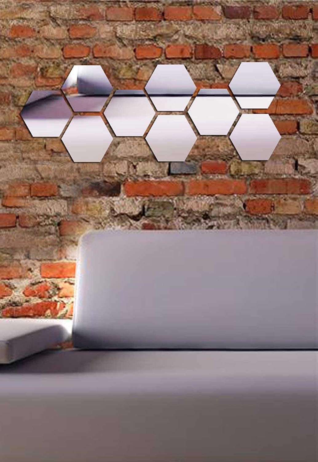 LaModaHome Hexagon Beehive Plexiglass Wall Sticker Mirror Size (11.8