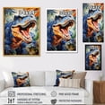 thumbnail image 4 of Designart "Roaring T-Rex Dinosaur in Colorful Display II" Animals Framed Wall Art - Modern Blue Dinosaur Entryway Framed Wall Art, 4 of 6