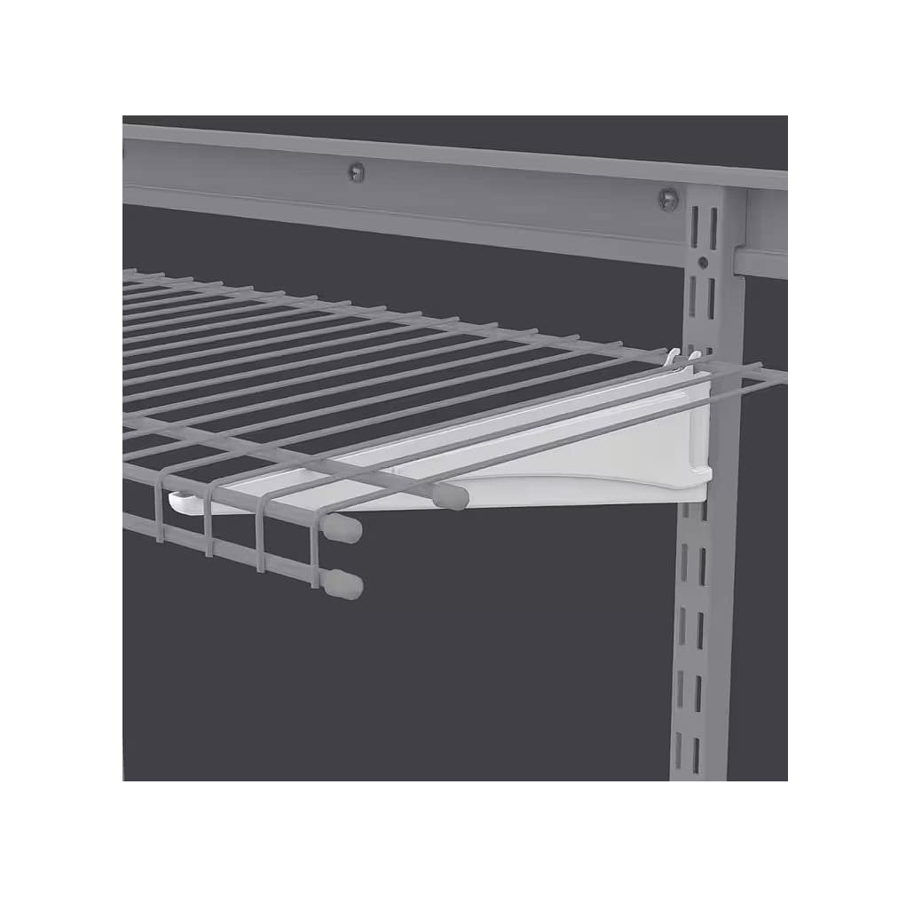 ClosetMaid 2853 ShelfTrack 12-Inch Locking Shelf Bracket, White, Quantity 6 — Home & Garage Storage, Stackable Design