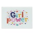 thumbnail image 1 of Girl Power Cutting Board, Composition with Words Cartoon Style Hearts Flowers and Diamond Shapes Design, Decorative Tempered Glass Cutting and Serving Board, in 3 Sizes, by Ambesonne, 1 of 2
