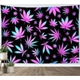 thumbnail image 2 of Purple Weed Plant Tapestry Wall Hanging Cool Psychedelic Cannabis Marijuana Leaf Wall Tapestry for Bedroom Aesthetic Modern Hippie Black Tapestry for Living Room College Dorm Decor,92.5Wx70.9H inch, 2 of 6