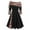 Black, variant on Njoeus Womens Fall Winter Elegant Drawstring Off Shoulder Sundress Casual Long Sleeve Flowy Flared A-Line Mini Dress