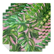 FACANNAP Gift Tropical Palm Leaf Cocktail Beverage Napkins Disposable Paper Hawaiian Pink Green Leaves Dessert Napkin for Wedding Holiday Jungle Bridal & Baby Shower Tableware Party Supplies 2 PCS