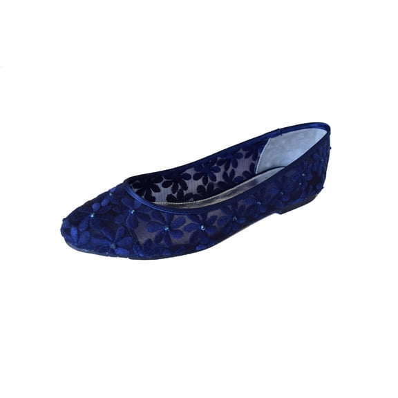 Adrianna Papell Women's Belle Navy Sophia Mesh Flat 5.5