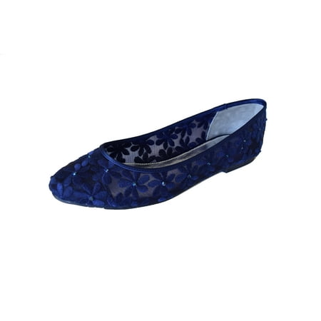 

Adrianna Papell Women s Belle Navy Sophia Mesh Flat 8