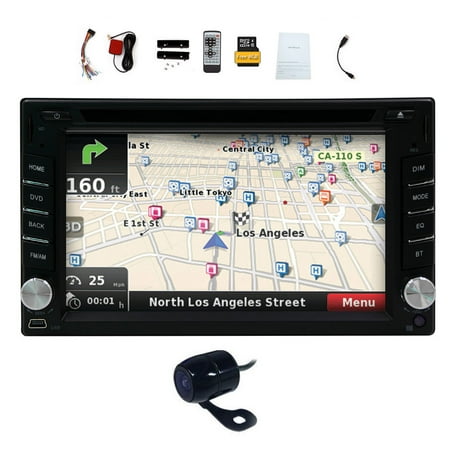 EinCar 6.5 inch Double din In Dash Car DVD Player Car Stereo Multimedia Player with GPS Navigation Autoradio Bluetooth Automotive Video FM/AM Radio Receiver + 8GB Map Card + Rear