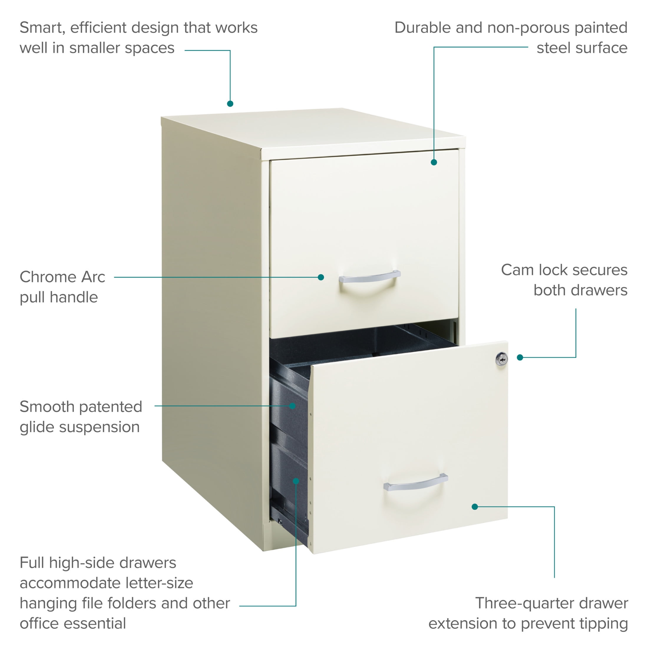 White Small Office Wide Space Solutions 18 Deep Vertical 2 Drawer File Cabinet Walmart