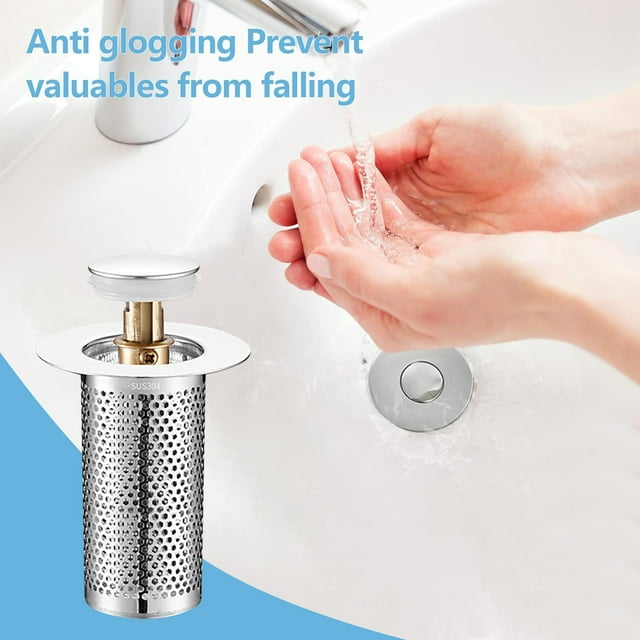Bathroom Drain Plug Brass Universal Stopper Proof Core Filter With Hair Strainer Last Drop System