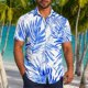 thumbnail image 2 of Mens Casual Manga Corta Botón Abajo Camisas Impresas Bolsillo Botón Turndown Cuello Top Blusa Camisa, 2 of 6