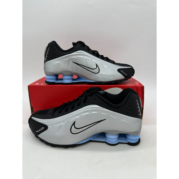 Nike Shox R4 Men's Size 8.5 Metallic Silver Black Athletic Shoes HQ1988 004