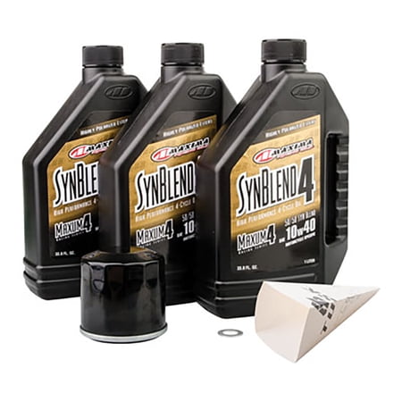 4-Stroke Oil Change Kit Maxima Synthetic Blend 10W-40 Compatible With Yamaha GRIZZLY 700 EPS XT-R 2020