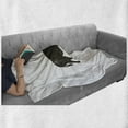 thumbnail image 6 of Buffalo Soft Flannel Fleece Throw Blanket, Power Animal American Maned Bison Illustration Abstract Halo Art, Cozy Plush for Indoor and Outdoor Use, 60" x 80", White and Dark Taupe, by Ambesonne, 6 of 6