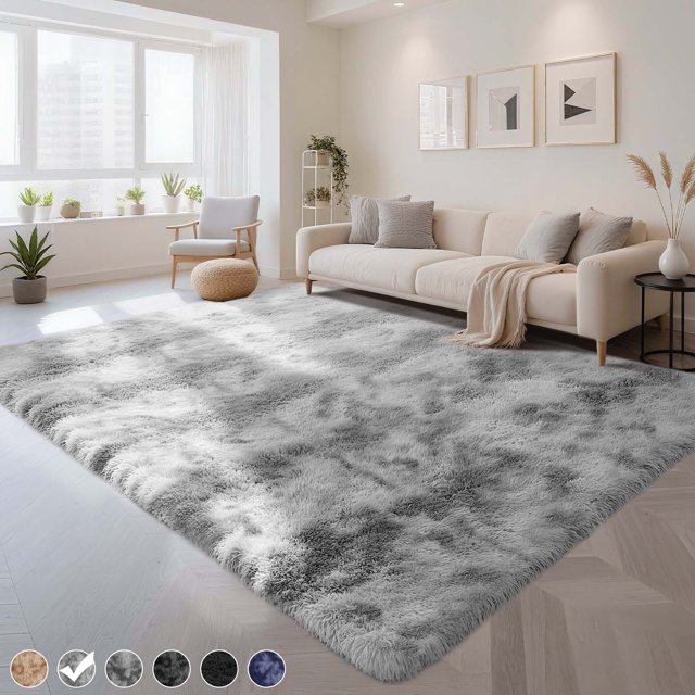 CozyDesg 8ft x 10ft Area Rugs, Soft Fluffy Area Rugs Floor Mat Floor Rugs for Living Room Bedroom Modern Decor Carpet, Light Grey