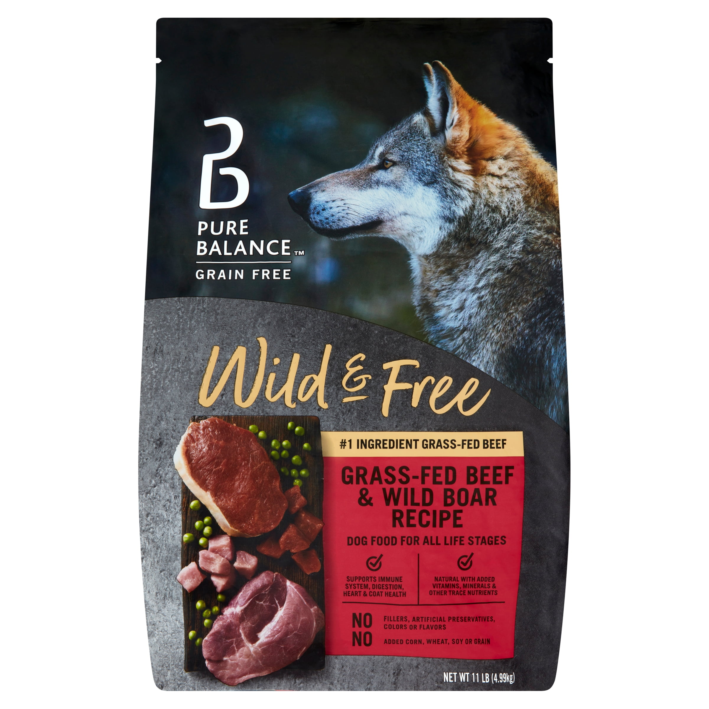 Pure Balance Wild & Free Beef & Wild Boar Recipe Dry Dog Food, Grain-Free, 11 lbs