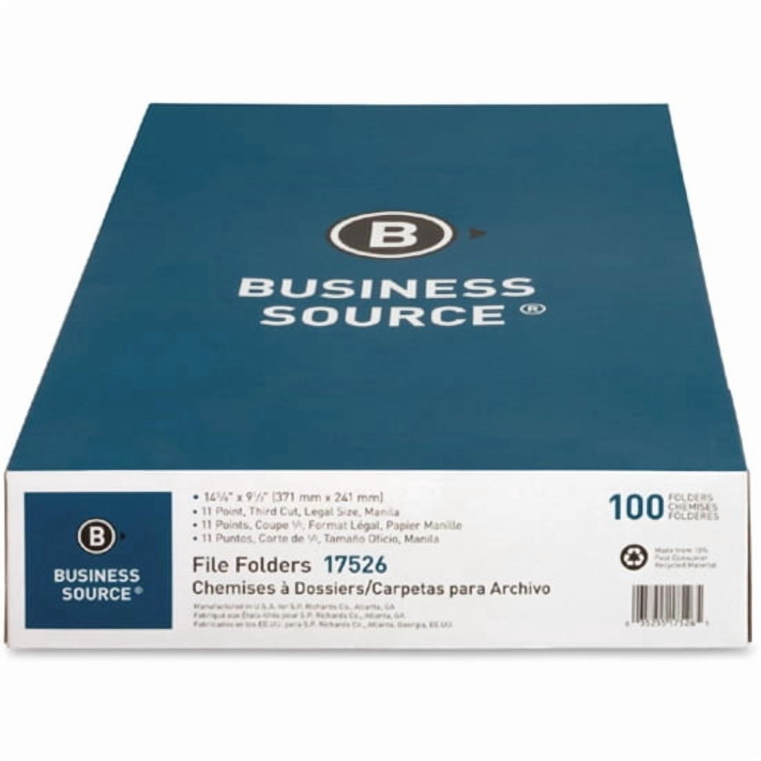 Business Source 17526 Top Tab File Folder - 8.50" Width x 14" Length Sheet Size - 0.75" Expansion - 1/3 Tab Cut - Manila - 100 / Box, 1 Box