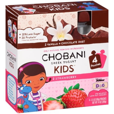 Chobani Kids Strawberry/Vanilla Chocolate Dust LowFat Greek Yogurt, 3.5
oz, 4 ct Walmart.com
