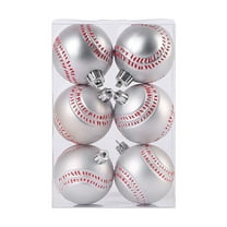 6PCS Christmas Balls Ornaments Sports Theme Mini Baseball Xmas Balls for Xmas Tree Home Holiday Party Decorations (2.36" in Dia)