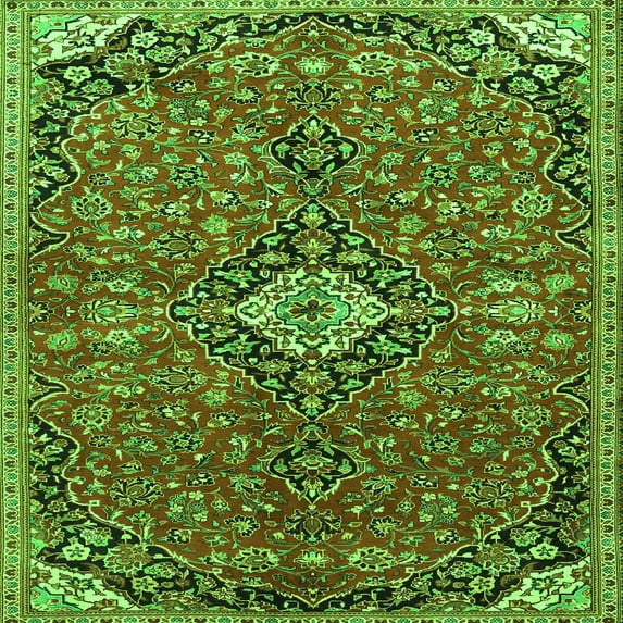 Ahgly Company Indoor Square Medallion Green Traditional Area Rugs, 8' Square