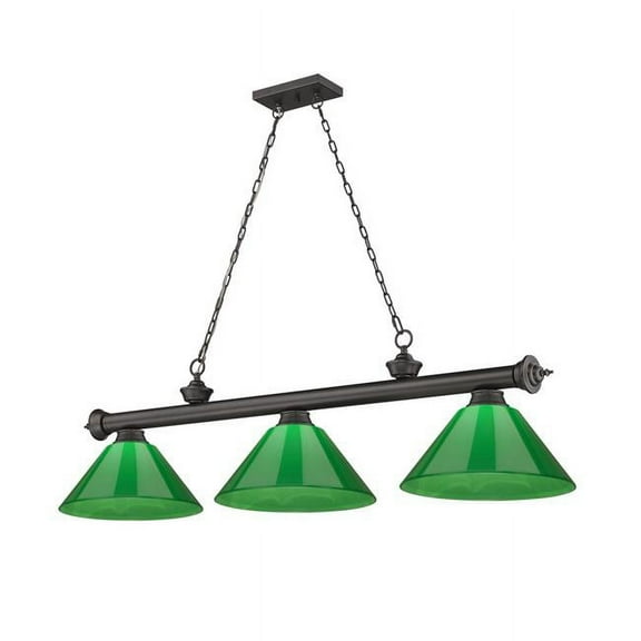 Z Lite 2306-3BRZ-PGR 3 x 60W Cordon Medium Dimmable Billiard Light, Green
