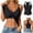 Black, variant on Ribbed Tank Tops for Women Built in Bra Cropped Spaghetti Strap Sleeveless V Neck Racerback Fitted Tee Athletic Workout Casual Basic Top (Black,M)
