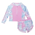 thumbnail image 3 of Girls Rash Guard Two Piece Swimsuit Toddler Long Sleeve Bathing Suit with Zipper UPF 50+ Sun Protection 3-7Y (Multicolour1/4Y), 3 of 9