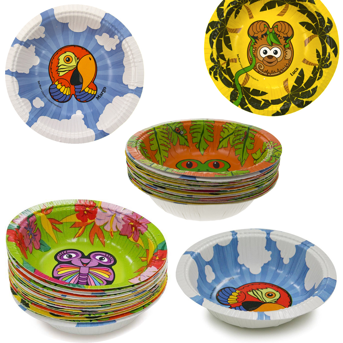 Hefty Pals Zoo Pals Variety Pack Paper Bowls, 10 oz, 20 ct