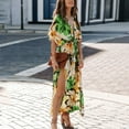 thumbnail image 4 of Womens Summer Wrap Maxi Dress Casual Boho Floral V Neck Short Sleeve Ruffle Hem Split Beach Long Dresses, 4 of 8