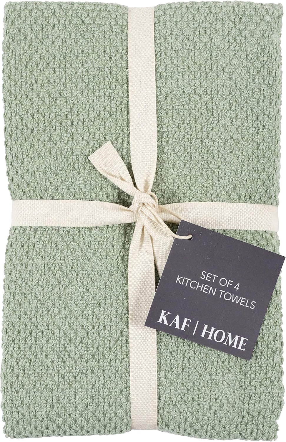 KAF Home Deluxe Kitchen Towels Set, Popcorn Terry Dish Towels, 18” x 28”, Agave Green, 4 Pack