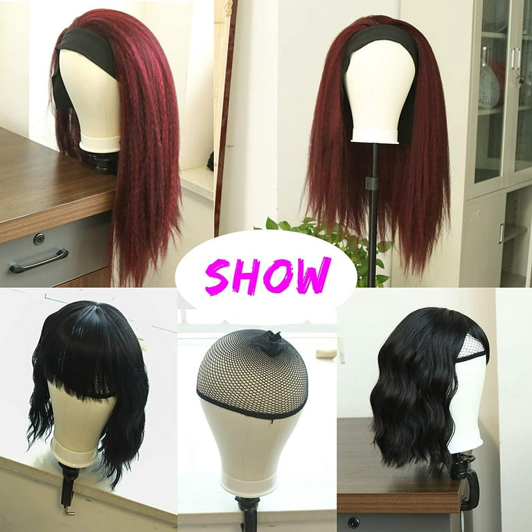 Canvas Wig Head for Wigs Mannequin Head Wig Stand for Styling Canvas Block  Head with Stand(23inch)