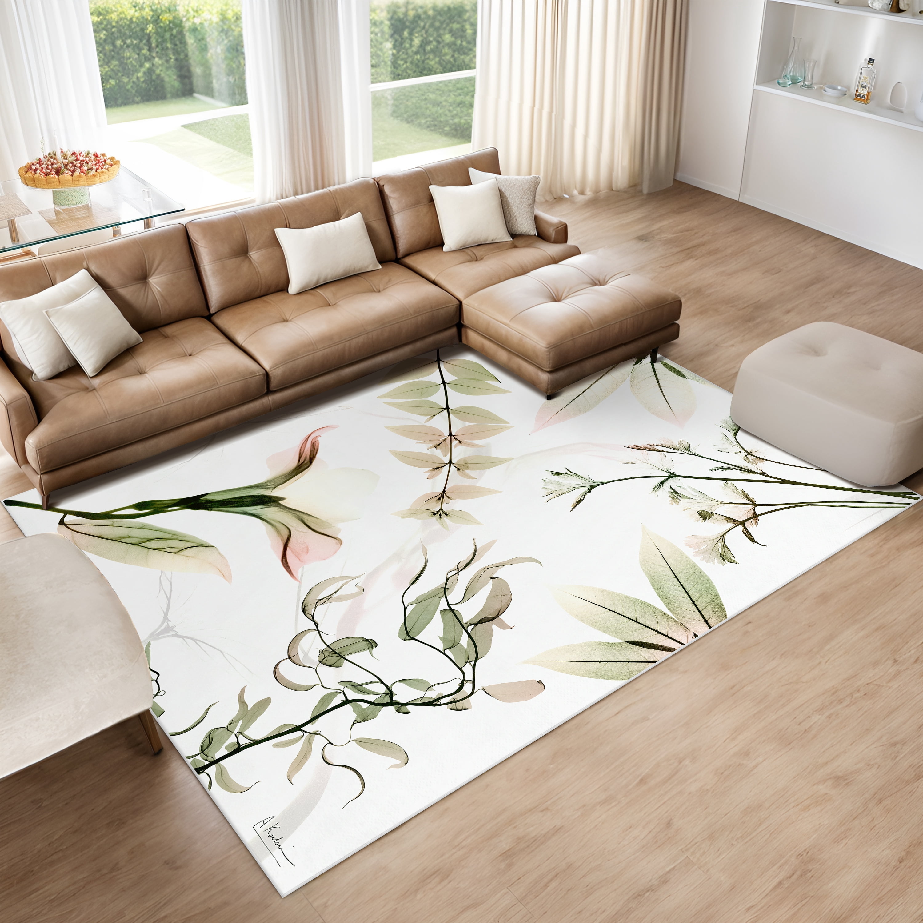 Harmony Of Existence Washable Flowers Art Area Rug size 8'x10', Power-loomed, Heavenly Softness with Non-Slipping Backing
