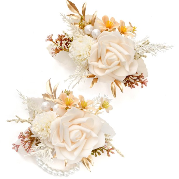 Set de flores artificiales Serwalin, ramillete de champán, 2 unidades, 16 cm