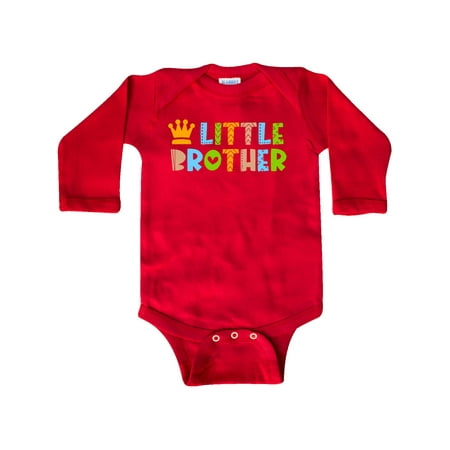 

Inktastic Baby Little Brother with Crown Gift Baby Boy Long Sleeve Bodysuit