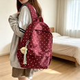 thumbnail image 6 of HomelyJoy Cute Polka Dot Backpack for School Women, Casual Nylon Laptop Bookbag Daypack with Plush Charm for Campus Weekend Commute, 1 pc, 6 of 8